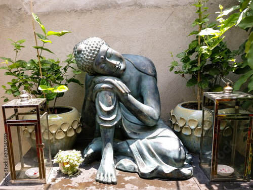 Outdoor Buddha statue in an outdoor garden