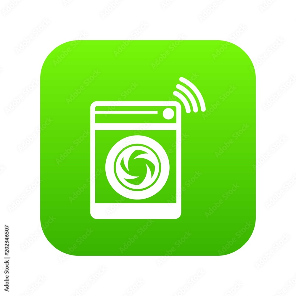 Washing machine icon green vector isolated on white background Washing machine icon green vector isolated on white background