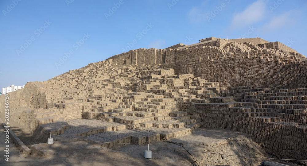 Huaca Pucllana or Huaca Juliana, a great adobe and clay pyramid