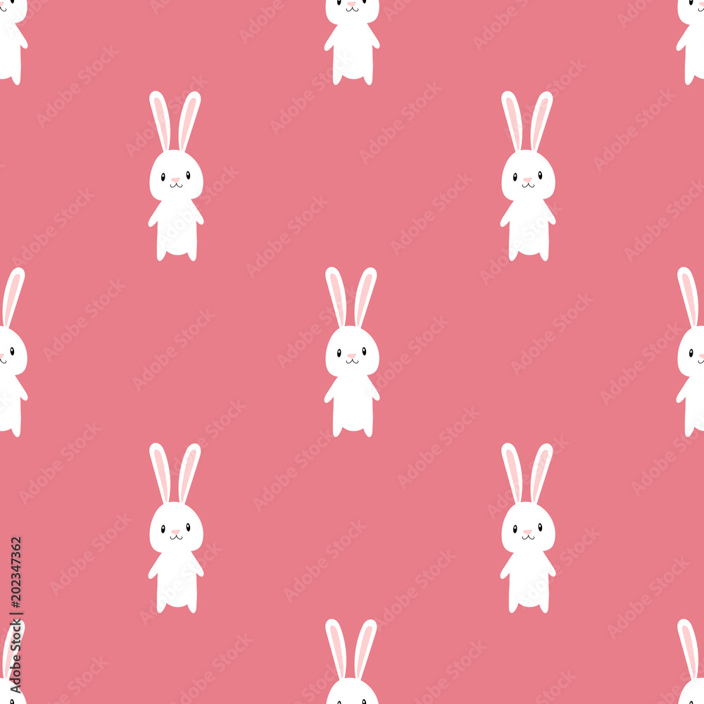 Seamless pattern of cartoon bunny