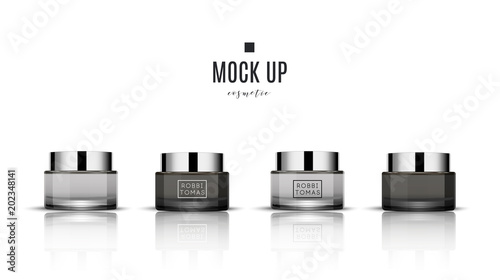 Realistic white cosmetic cream container and tube for cream