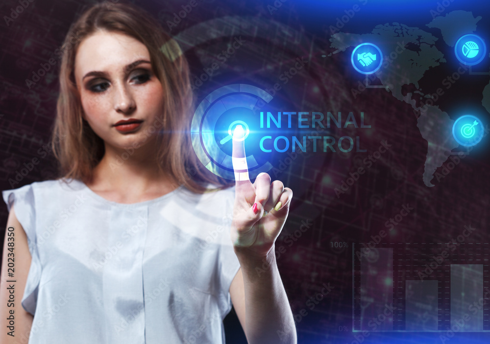 The concept of business, technology, the Internet and the network. A young entrepreneur working on a virtual screen of the future and sees the inscription: Internal control The concept of business, technology, the Internet and the network. A young entrepreneur working on a virtual screen of the future and sees the inscription: Internal control