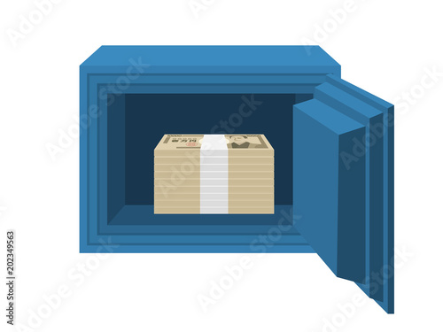 お金の入った金庫のイラスト