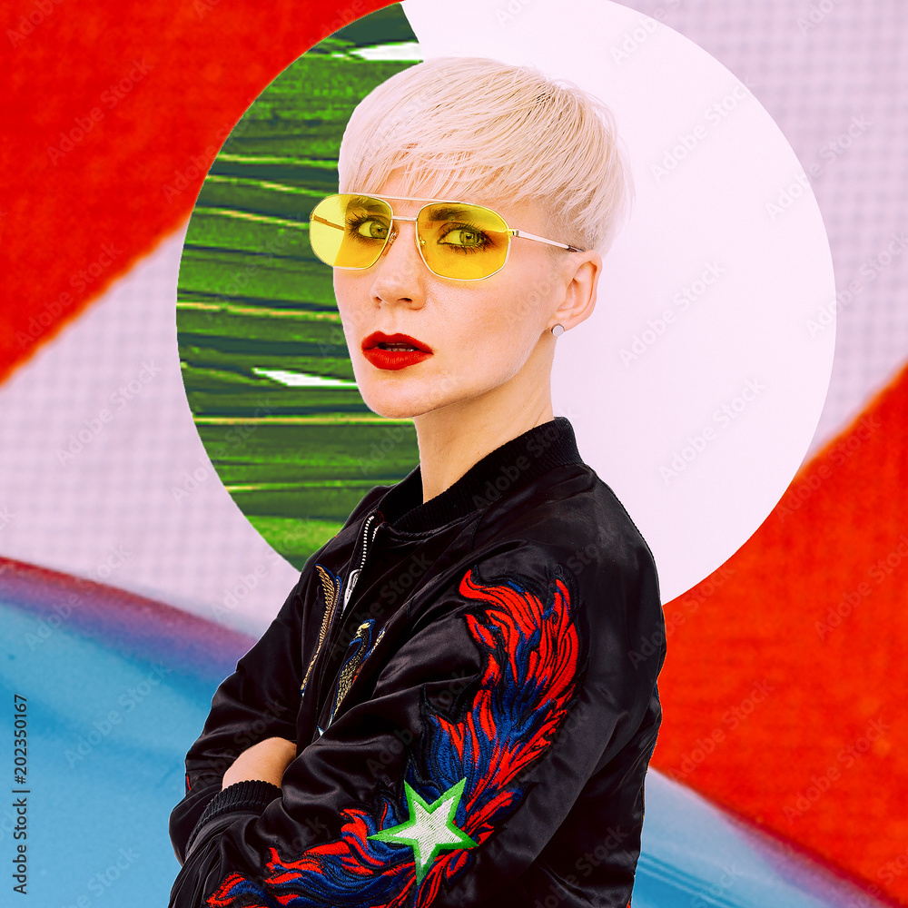 Fotografie Tomboy Blonde Model Stylish look