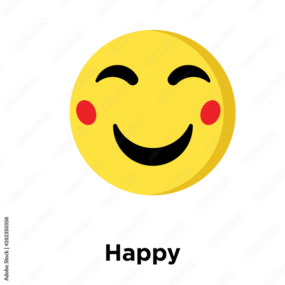 Happy icon isolated on white background Happy icon isolated on white background