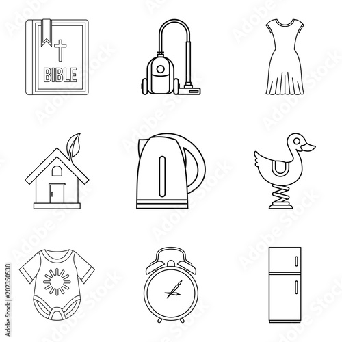 Mistress icons set. Outline set of 9 mistress vector icons for web isolated on white background