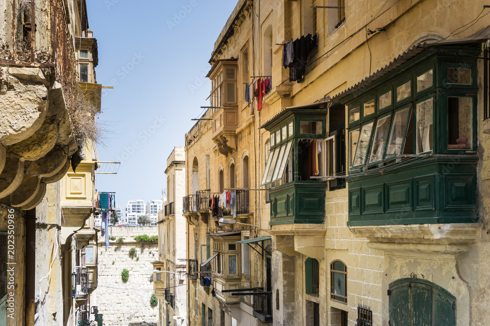 Typical street view of Valletta in Malta