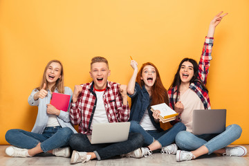 Group of happy school friends