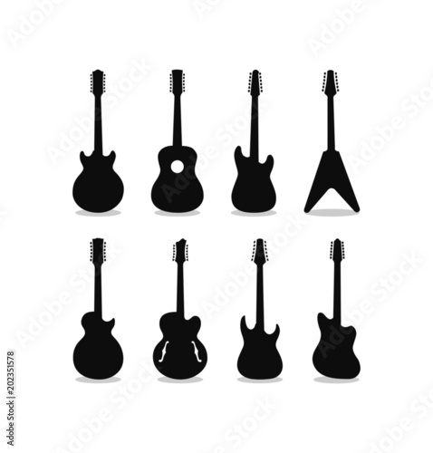 12 String Guitar Silhouette Set