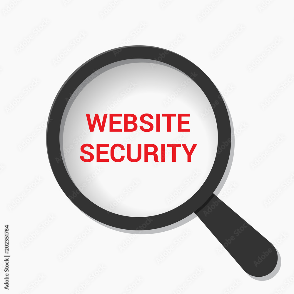 Web Development Concept: Magnifying Optical Glass With Words Website Security Web Development Concept: Magnifying Optical Glass With Words Website Security