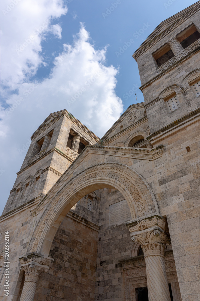 view of the entrance to the Church of the Transfiguraton, Mount Tabor, Galilee, Israel