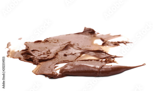 Cream chocolate spreading isolated on white background, with clipping path