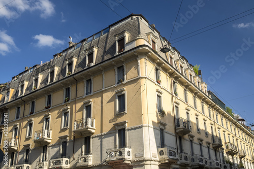 Old residential buildings in Milan  Italy