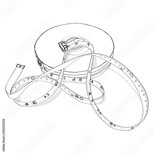 Tape Measure hand drawing vector on white background