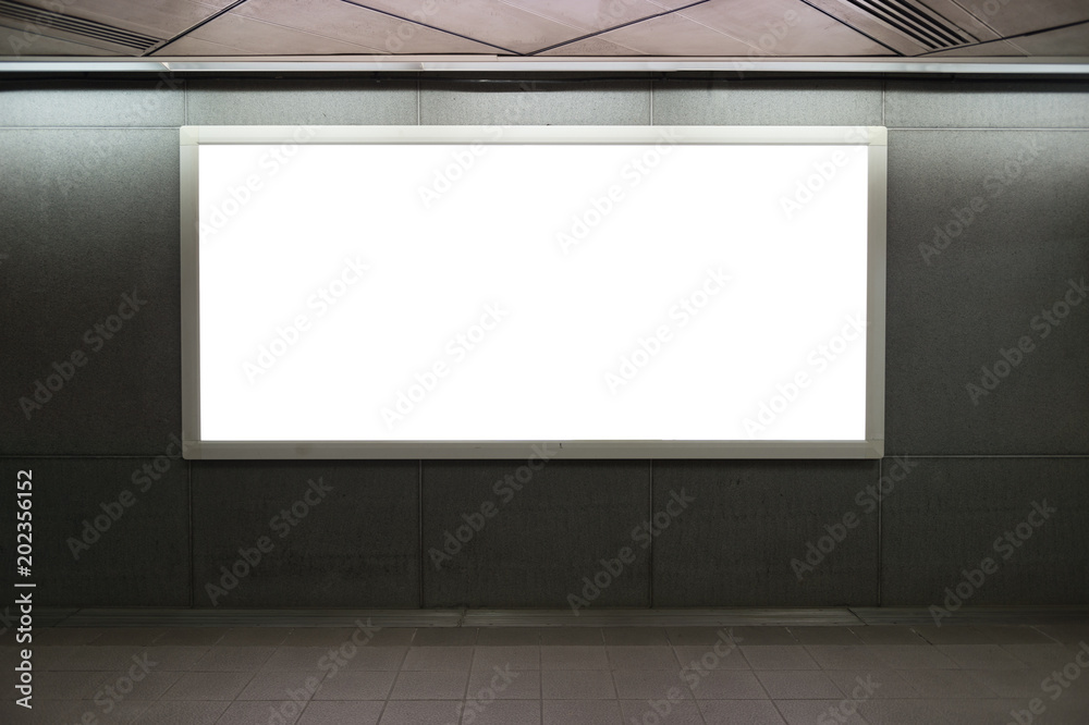 Large blank billboard on a street wall, banners with room to add your own text
