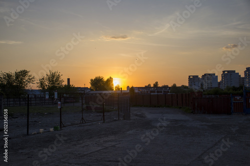 abandoned old factory at sunset © Ovidiu Moraru
