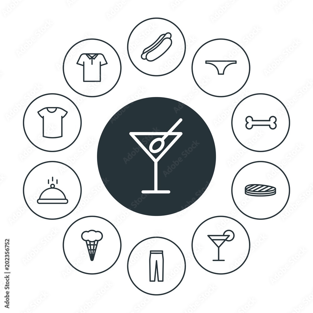 food, clothes, drinks Infographic Circle outline Icons Set. Contains such Icons as restaurant, anatomy, lunch, glass, wine, template, food, bread, pants and more. Fully Editable. Pixel Perfect food, clothes, drinks Infographic Circle outline Icons Set. Contains such Icons as restaurant, anatomy, lunch, glass, wine, template, food, bread, pants and more. Fully Editable. Pixel Perfect