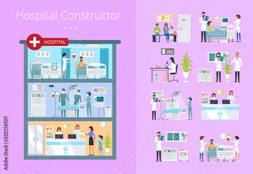 Hospital Constructor Icons Vector Illustration
