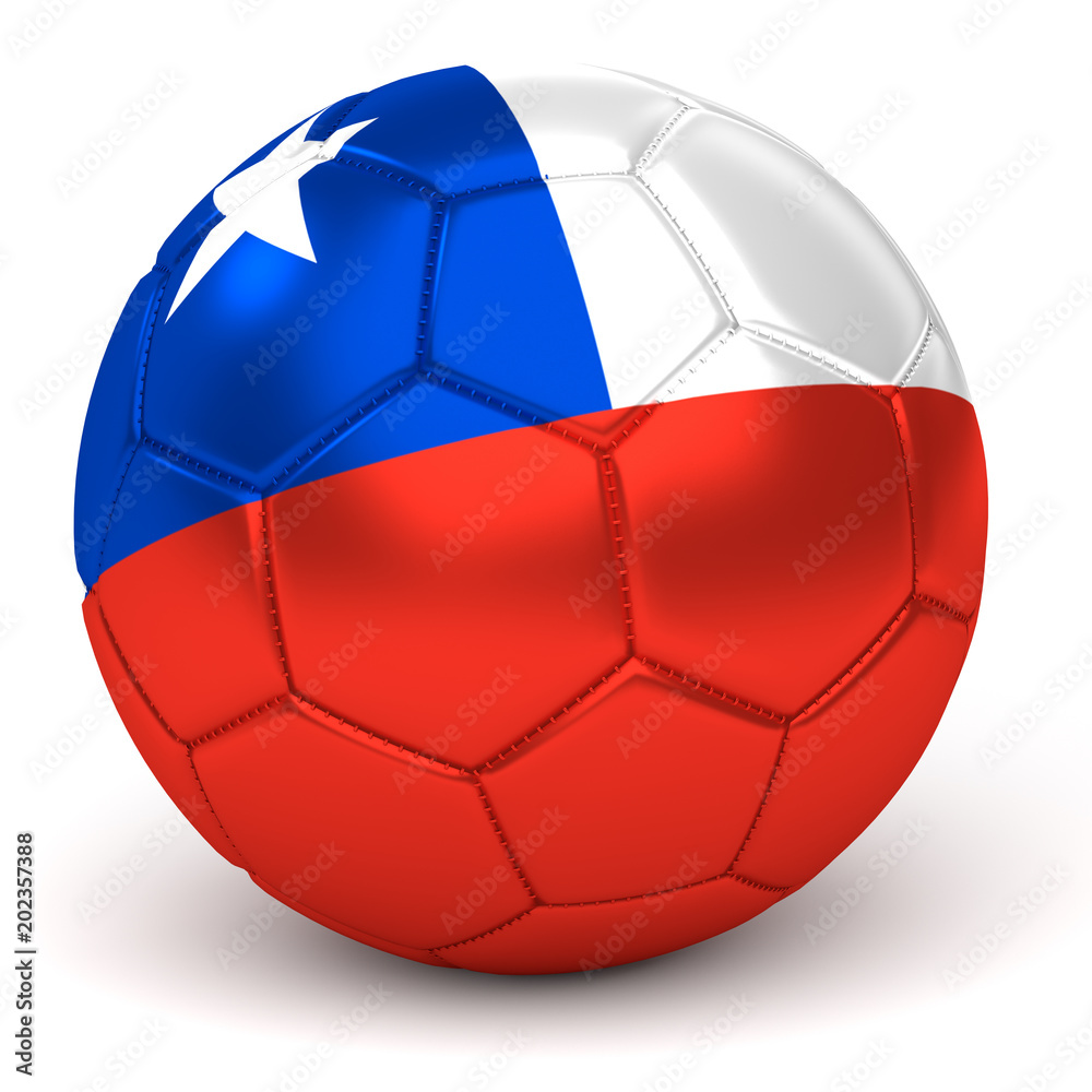 Obraz premium Soccer Ball With Chilean Flag 3D Render