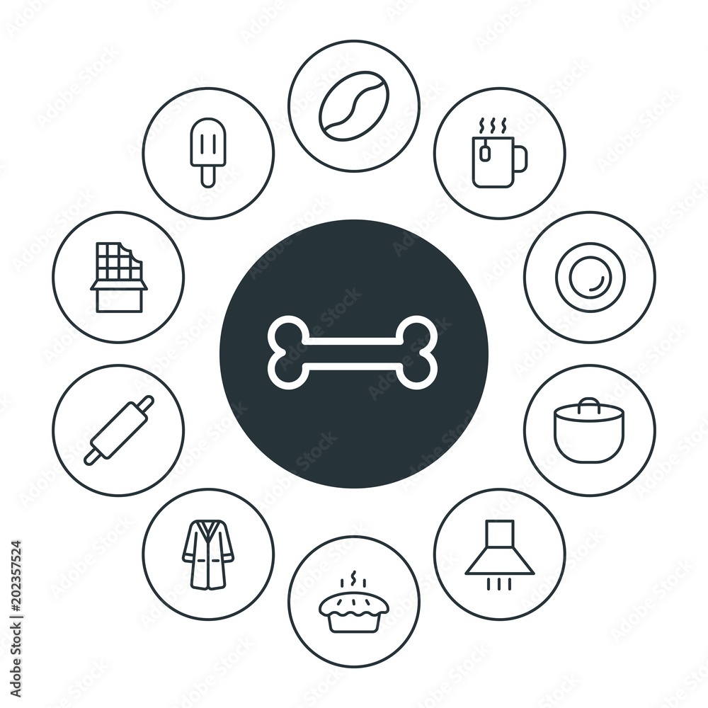 Φωτογραφία food, clothes, drinks Infographic Circle outline Icons Set