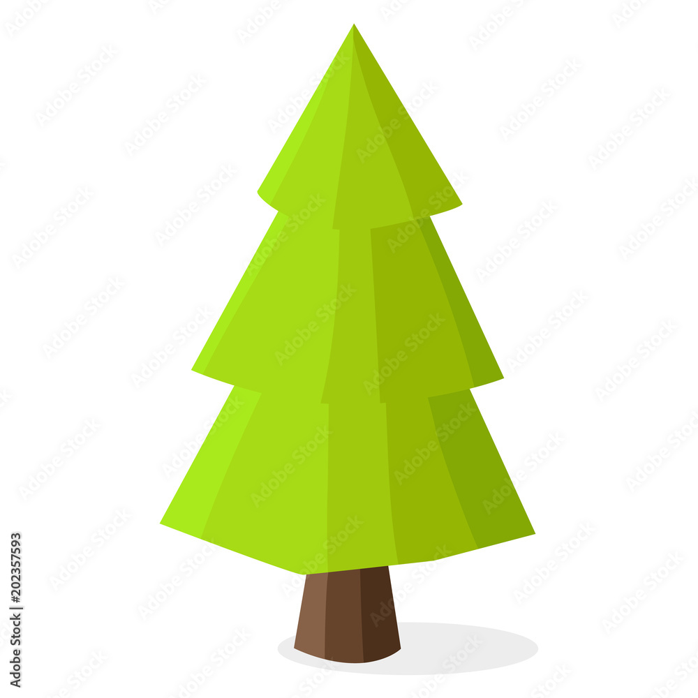 Fototapeta premium Green Christmas Tree with Heavy Dark Brown Trunk