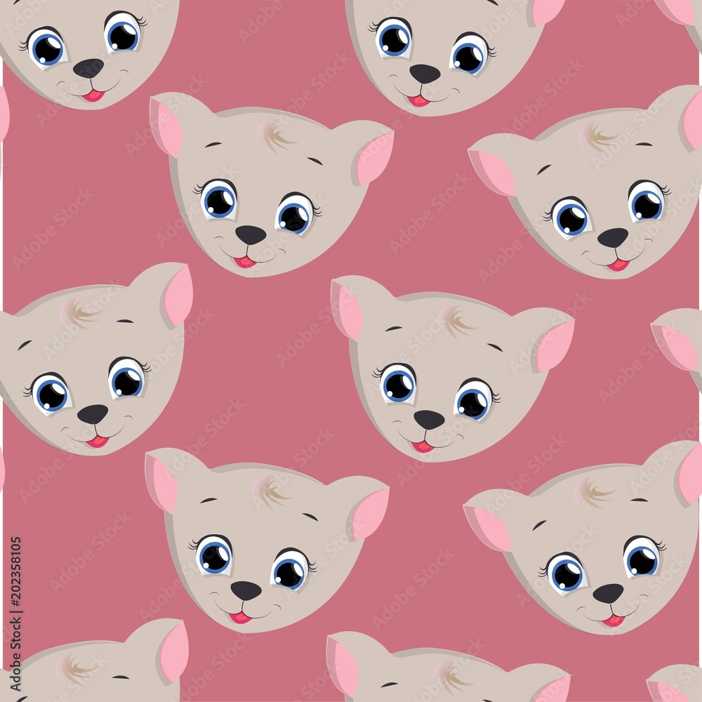 seamless pattern cute cat . vector illustration