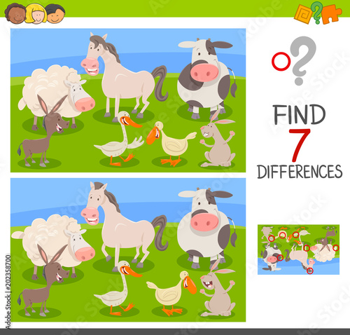 differences edu game with farm animals
