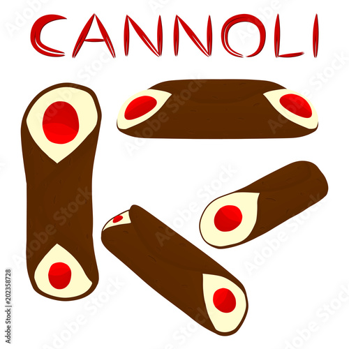 Vector illustration for various sweet waffles Sicilian dessert cannoli