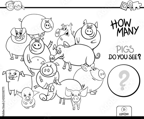 counting pigs animals game coloring book