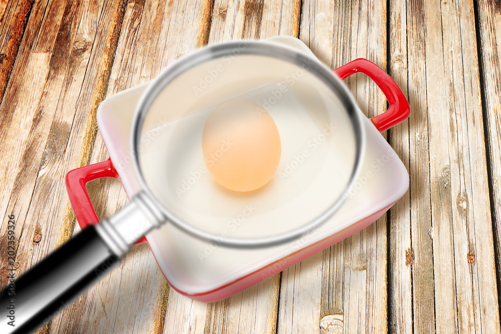 Quality control about salmonella bacterium on eggs on cooking pan