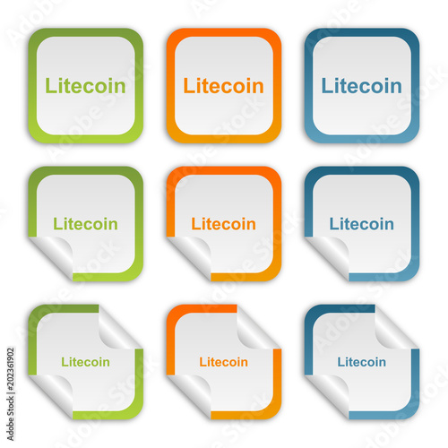 Aufkleber Set - grün orange blau - Krypto - Litecoin