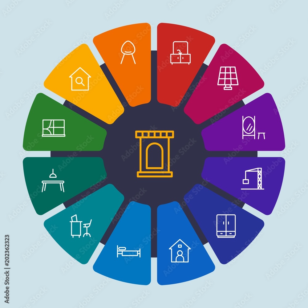 industry, buildings, furniture Infographic Circle outline Icons Set. Contains such Icons as chair, bedroom, window, door, clothing, crane, table, home and more. Fully Editable. Pixel Perfect industry, buildings, furniture Infographic Circle outline Icons Set. Contains such Icons as chair, bedroom, window, door, clothing, crane, table, home and more. Fully Editable. Pixel Perfect