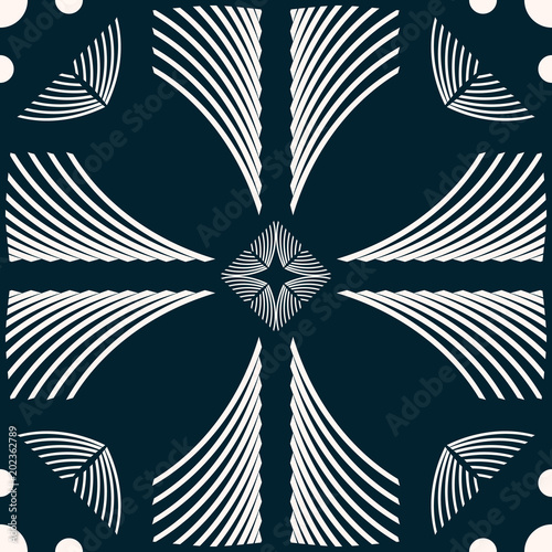 Dark blue and white seamless geometric fashion pattern