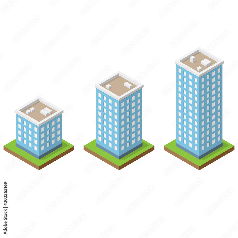 Isometric buildings set