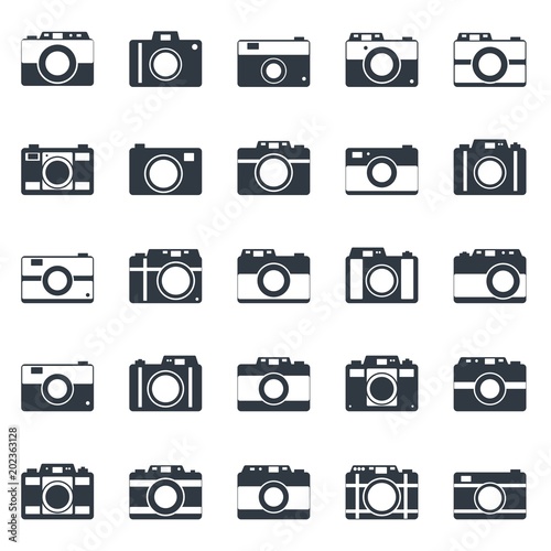 Wallpaper Mural Camera icons or symbol . Camera silhouette or logo vector set isolated on white background. Torontodigital.ca