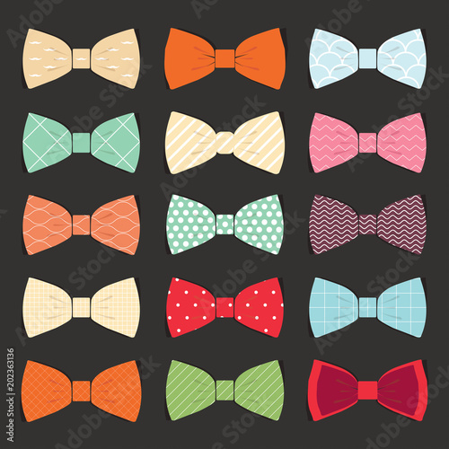 set of bow tie in vector on white background