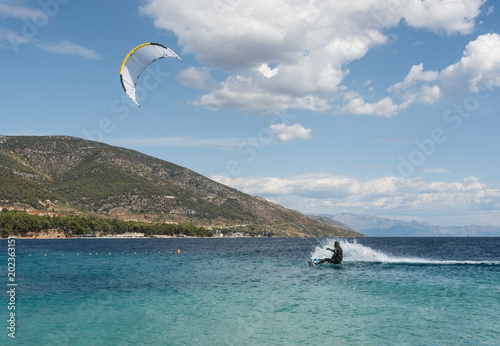 Kitesurfing training at Adriatic sea