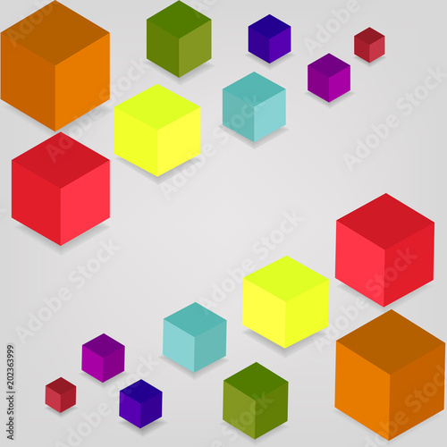 Illustration of colored cubes on a gray background
