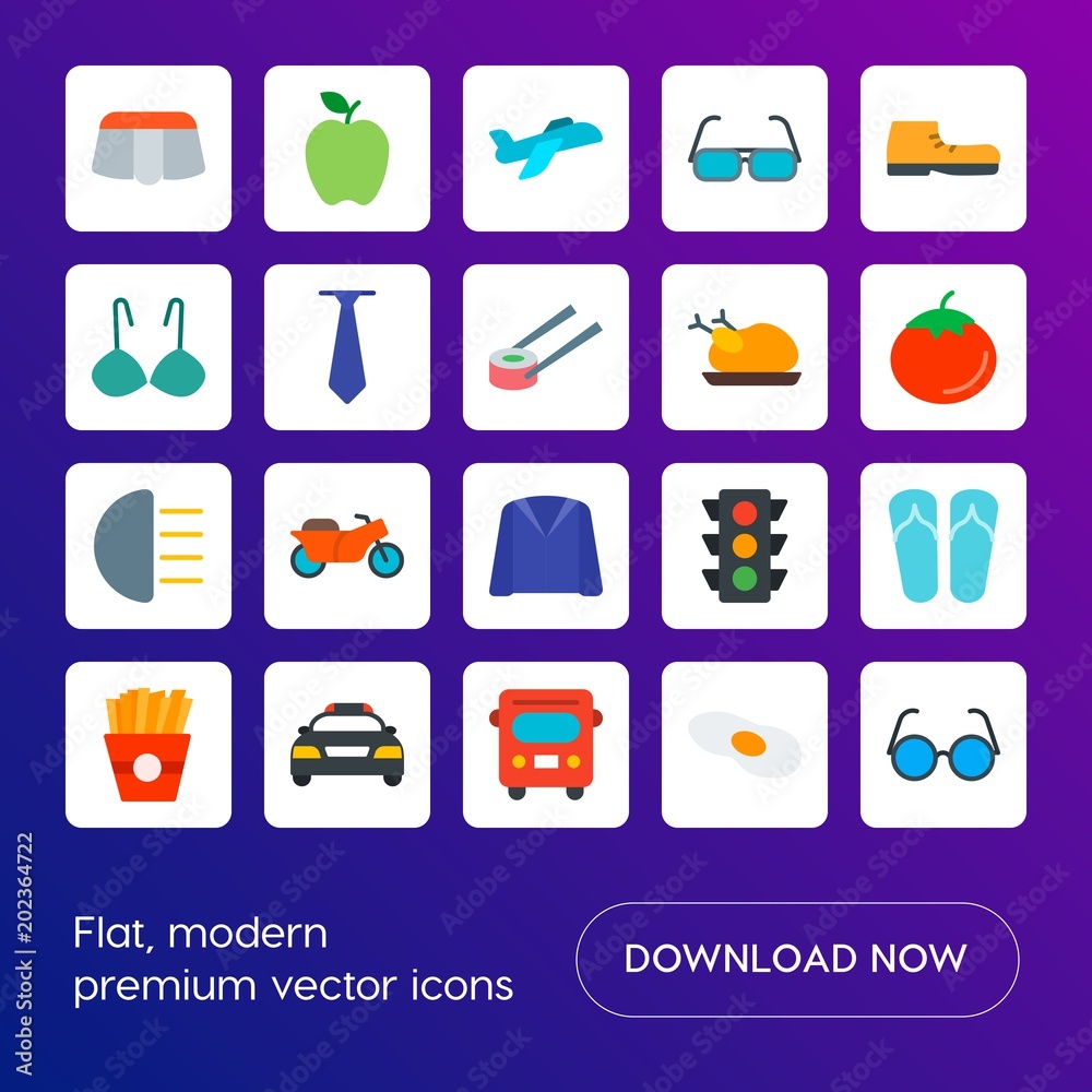 Modern Simple Set of transports, food, clothes Vector flat Icons. Contains such Icons as house, transportation, speed, police, meal and more on gradient background. Fully Editable. Pixel Perfect Modern Simple Set of transports, food, clothes Vector flat Icons. Contains such Icons as house, transportation, speed, police, meal and more on gradient background. Fully Editable. Pixel Perfect