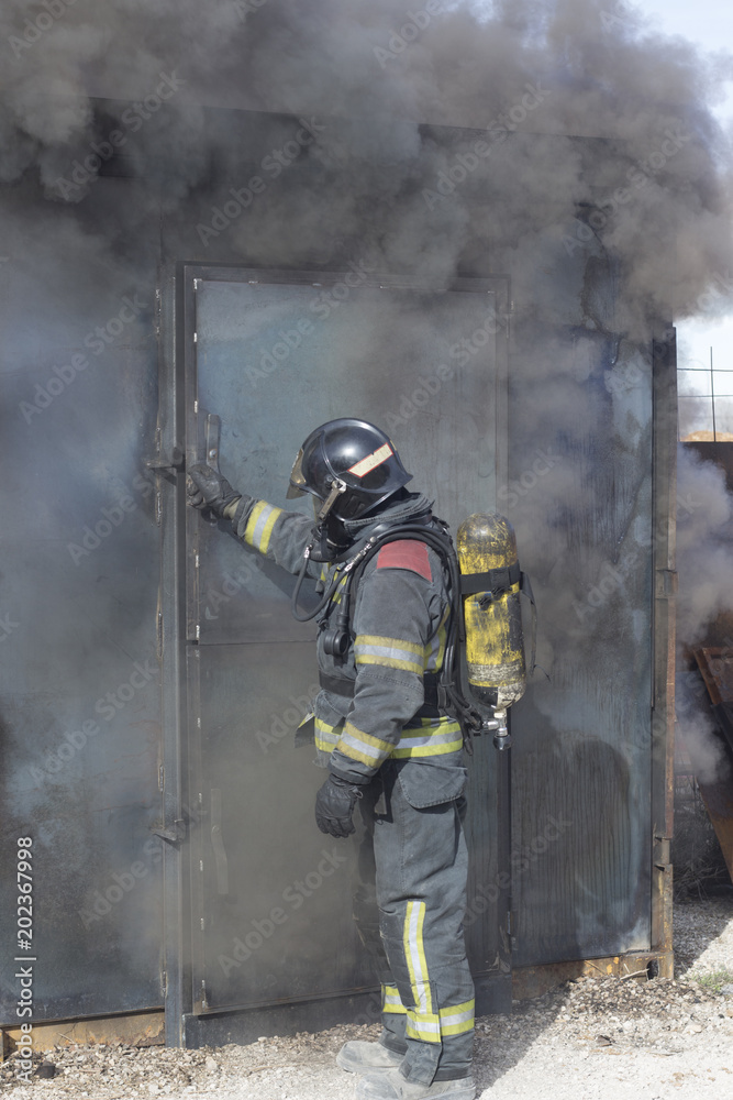 Fireman fire training station drill Fireman fire training station drill