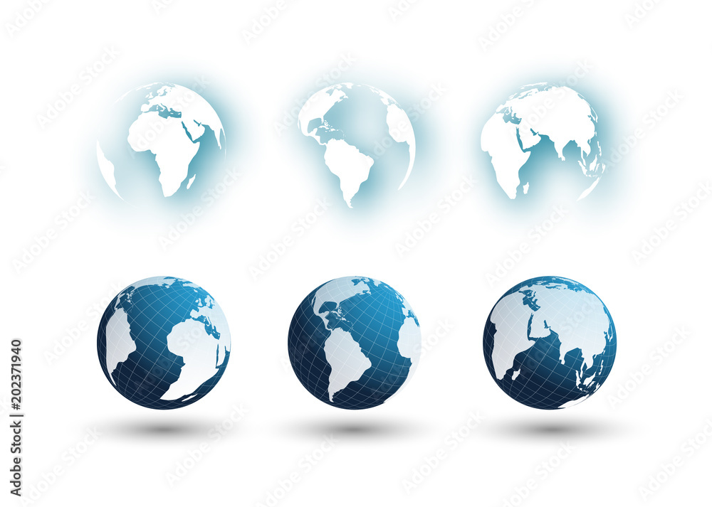 Set of different globes 2 Set of different globes 2