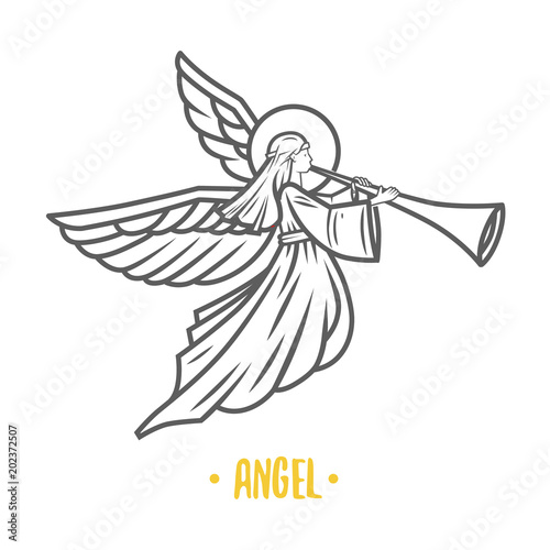 Angel god. Vector illustration. 
