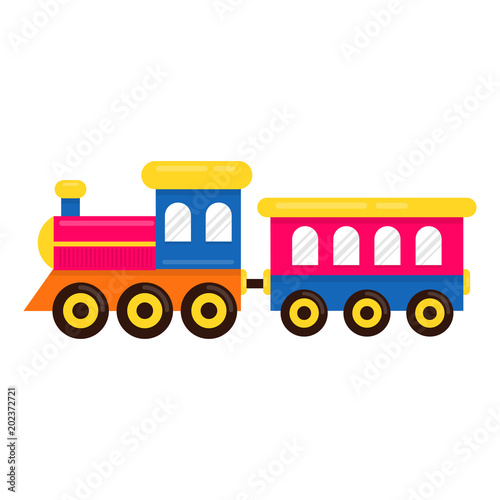 cartoon cute train with railway carriage