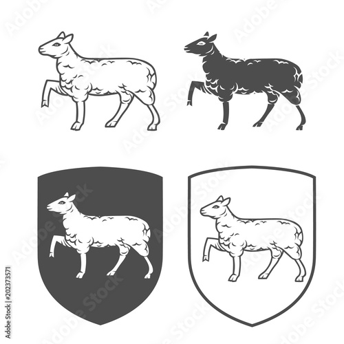 Vector heraldic shields with lamb.