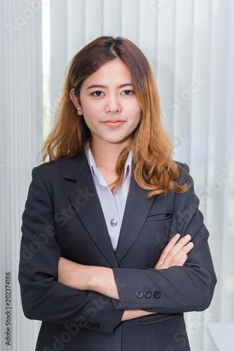 Portrait of asian modern business woman in office,Employee lady work at company,thailand people
