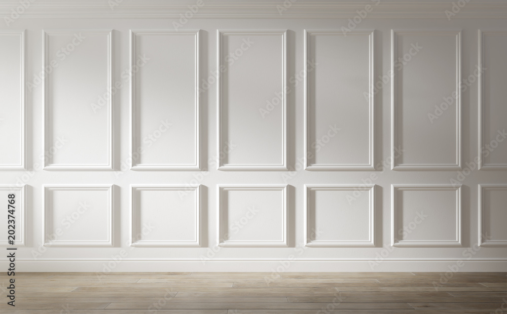 White empty room. Classic interior design. 3d illustration White empty room. Classic interior design. 3d illustration