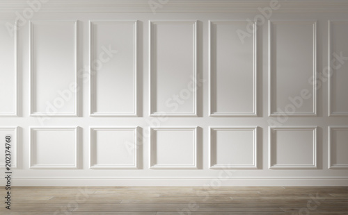 Fototapeta Naklejka Na Ścianę i Meble -  White empty room. Classic interior design. 3d illustration