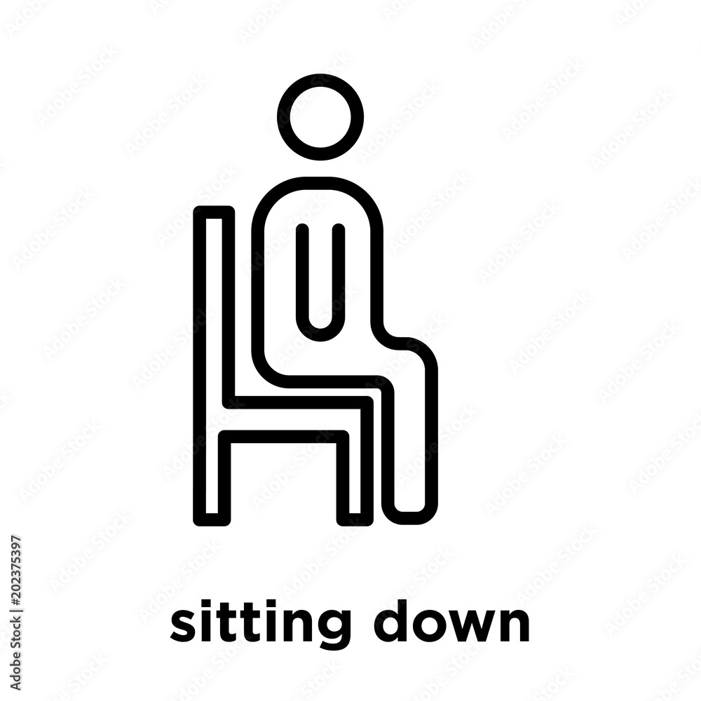 sitting down icon isolated on white background sitting down icon isolated on white background