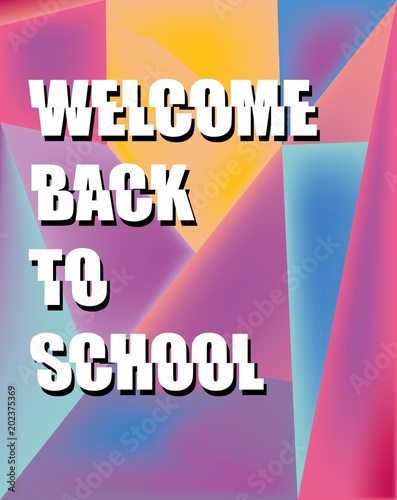 Back to school background on a gradient luminous cold background in pastel colors, shifted letters, as cut, the concept of education for a banner, advertising, sale