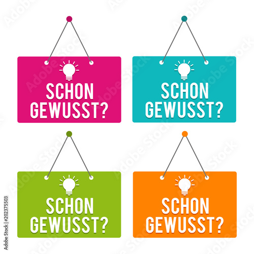 Schon gewusst Türschilder mit Icon. Eps10 Vektor.